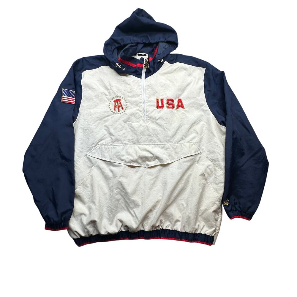 Starter Black Label Barstool Sports Team USA Windbreaker Mens 2XL 1/2 Zip Anorak